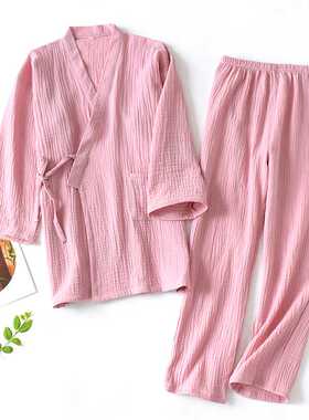 2022 Japanese Kimono Set 100%Cotton Pajamas Two-piece Couple