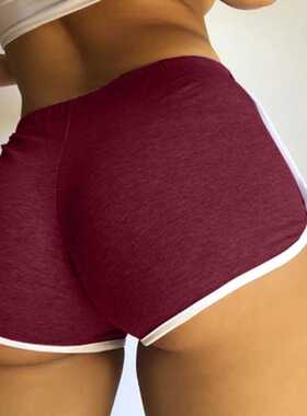New Women Mid Waist Sport Shorts Slim Fit High Stretchy Shor