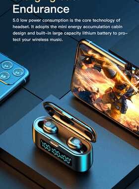 F9 TWS Bluetooth 5.0 Earphones 2000mAh Charging Box