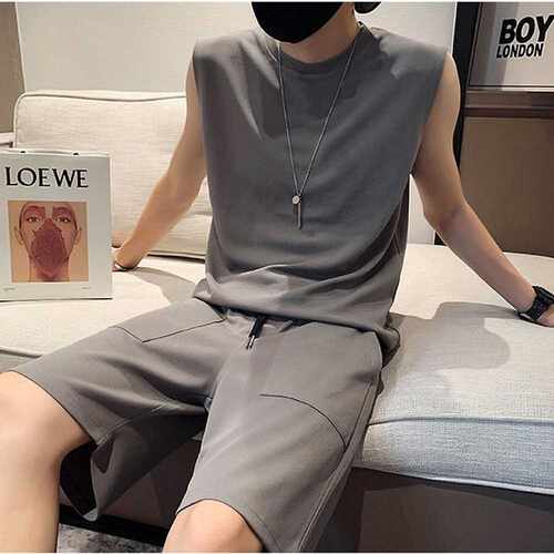 Korean Fashion 2 Piece Set Summer Clothes For Men Inside Hom - 图2