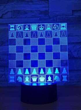 3D Table Desk Lamp Acrylic Chess Board USB Nightlight