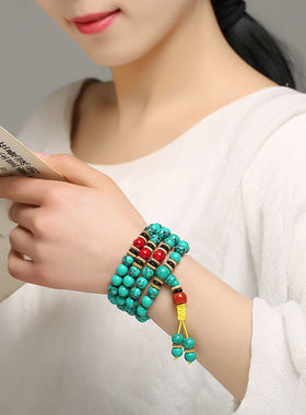 男女款绿松石108颗手链