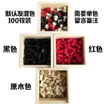 Wood Boxed 100 Creative wood-colored drawing Nails Red Black Workword Nail Soft Wooden Board Message Nail Press Nail