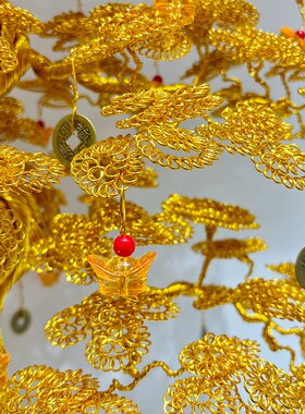 发财树纯手工铝线编织摇钱树工艺品店铺招财创Q意礼品家居装饰摆