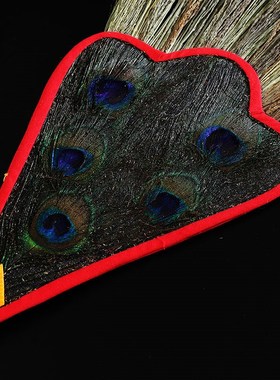 藏传用文巴d扇吉祥草孔雀羽毛扇一眼三眼五眼十眼孔雀扇贲巴壶扇