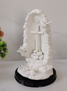 赞美陶瓷十字架摆件圣诞节礼品鸽子礼物礼仪用品纯手工雕刻饰品