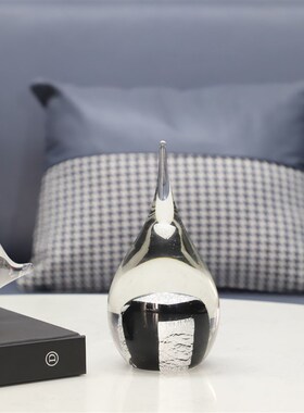 现代透明琉璃水滴摆件样板房客厅软装摆设创意设计黑灰几何艺术品