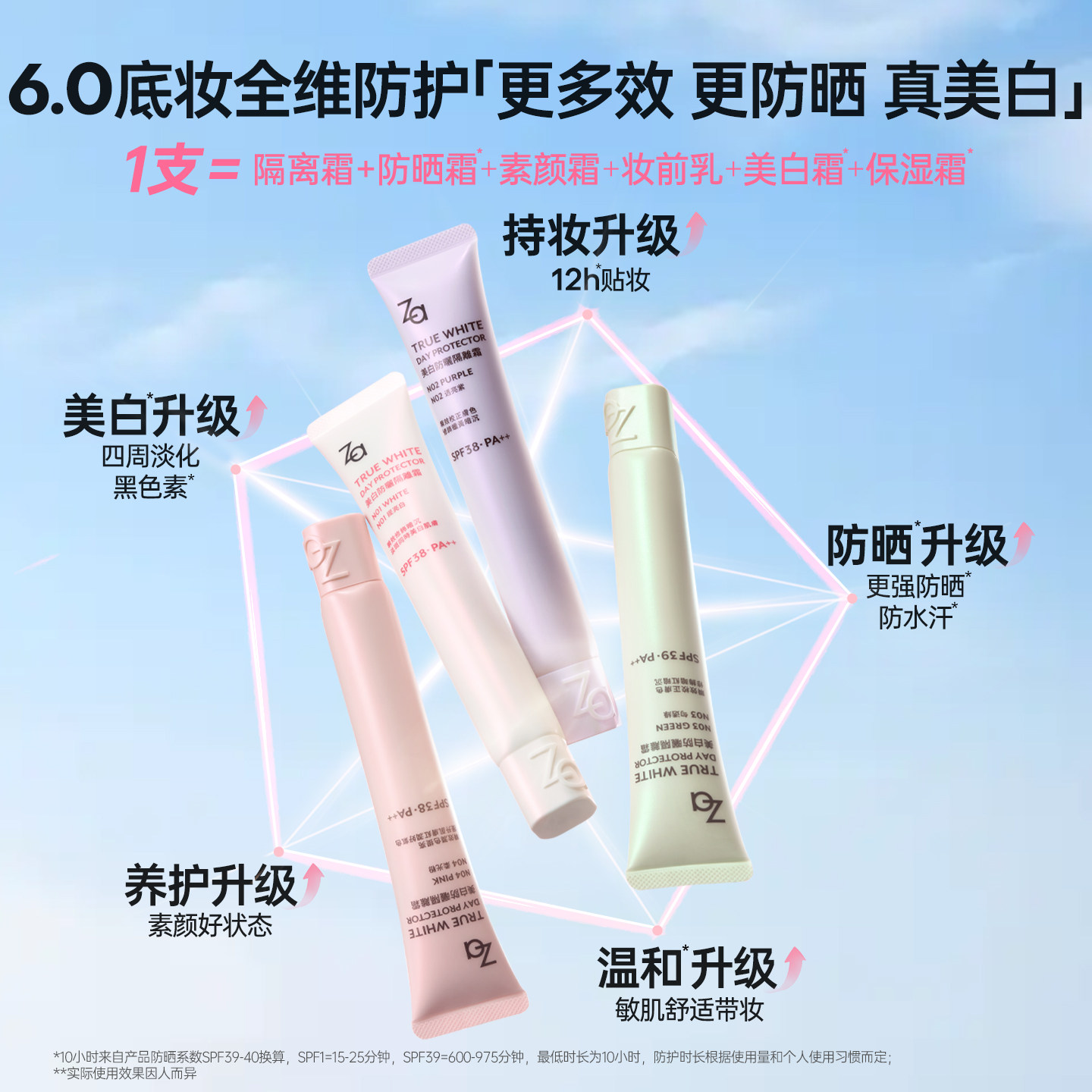 Za/姬芮隔离霜美白防晒遮瑕三合一素颜提亮肤色妆前乳打底女台版