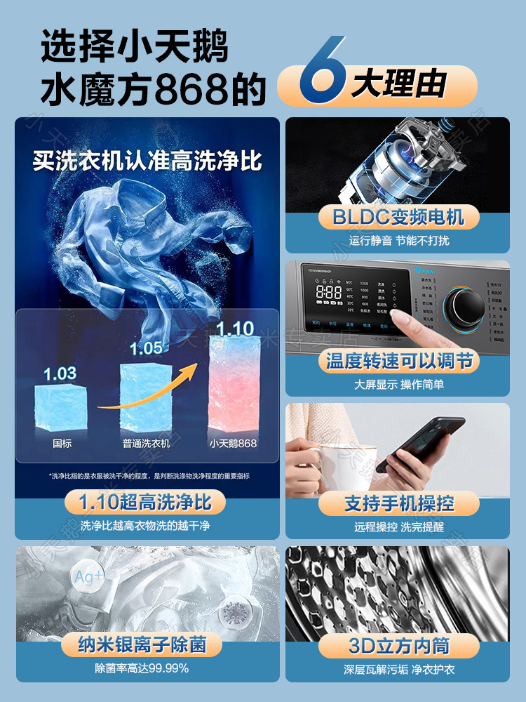 【新品】小天鹅水魔方滚筒10kg洗衣机 小天鹅一米洗衣机