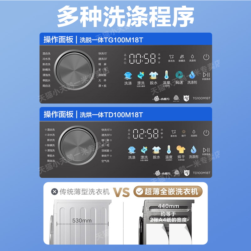 小天鹅水魔方超薄滚筒洗衣机家用10kg全自动洗烘一体旗舰小乌梅18 - 图2