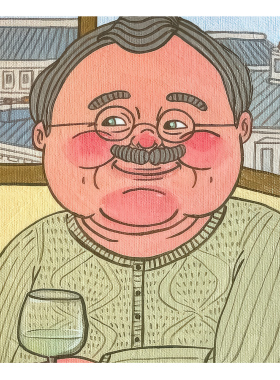【底价捡漏】温馨可爱老夫老妻艺术插画甜蜜情侣新婚礼物装饰画芯