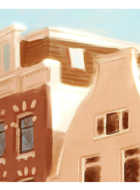 【特惠捡漏】插画师Kits复刻艺术版画高级感法式建筑街景装饰画芯