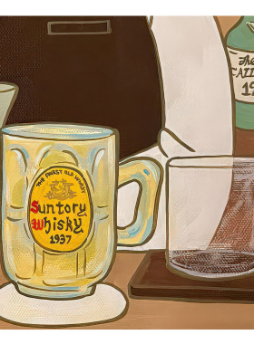 【底价捡漏】温馨治愈可爱老夫老妻复刻艺术插画甜蜜情侣装饰画芯