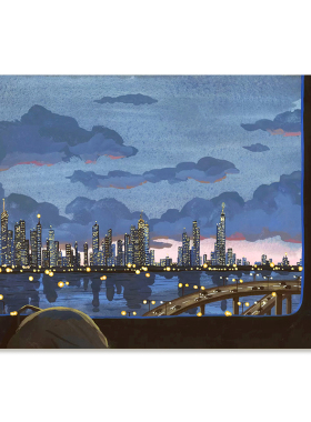 【捡漏合集】插画师Seula Yi复刻艺术版画治愈系城市夜景装饰画芯