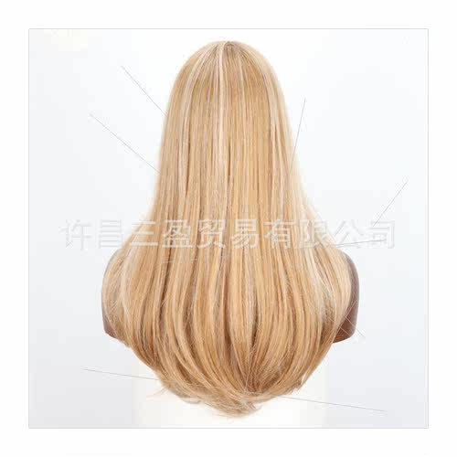 Europe fashion wig blonde pick dye middle parting eight bang - 图3