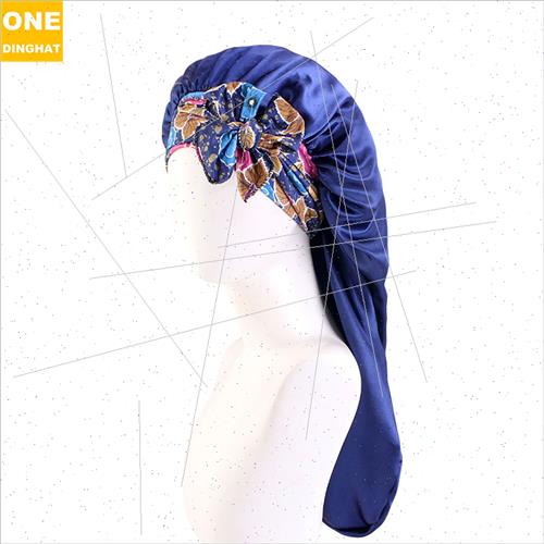 Ethnic printed ribbon satin long sleeping cap beauty hair ca-图3