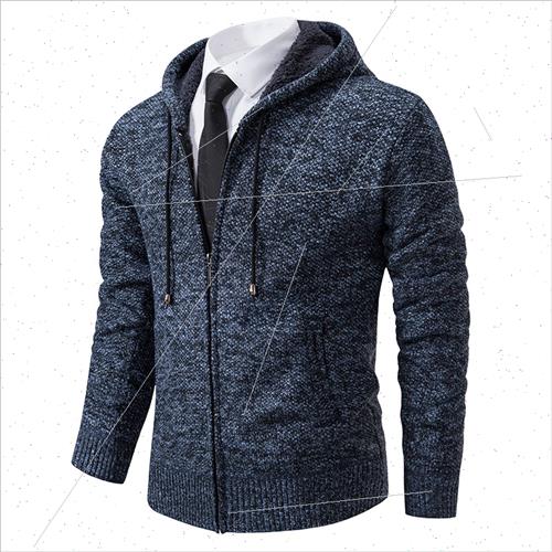 2023 fall winter new men fashion jacket cardigan sweater men - 图0