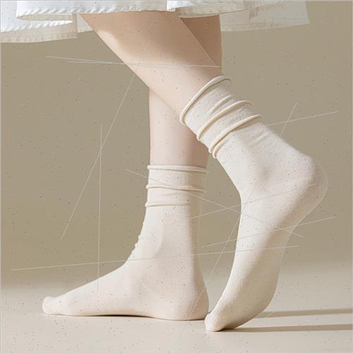 Stacked socks women mid-calf socks spring autumn cotton bone - 图2