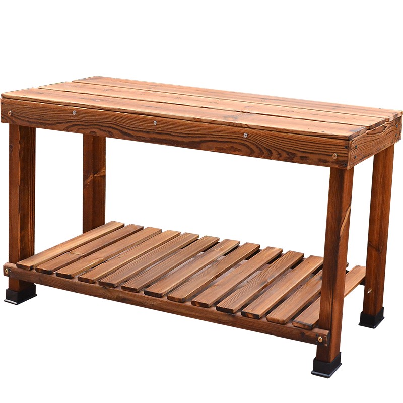 防腐木花架落地式客厅盆景架木制花凳子户外置物架阳台实木花盆架 - 图3