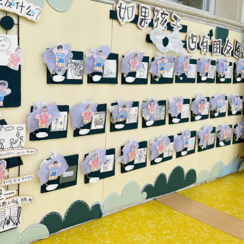 幼儿园主题环创表征墙录音机大班倾听墙日记记录朋友圈区域材料