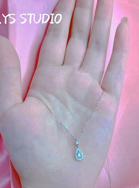 新品S925纯银清冷美人灵气水滴锆石迷人锁骨链清新甜美小众设计