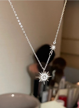 s925纯银项链女百搭高级感锁骨链抖音直播热卖爆款太阳花吊坠