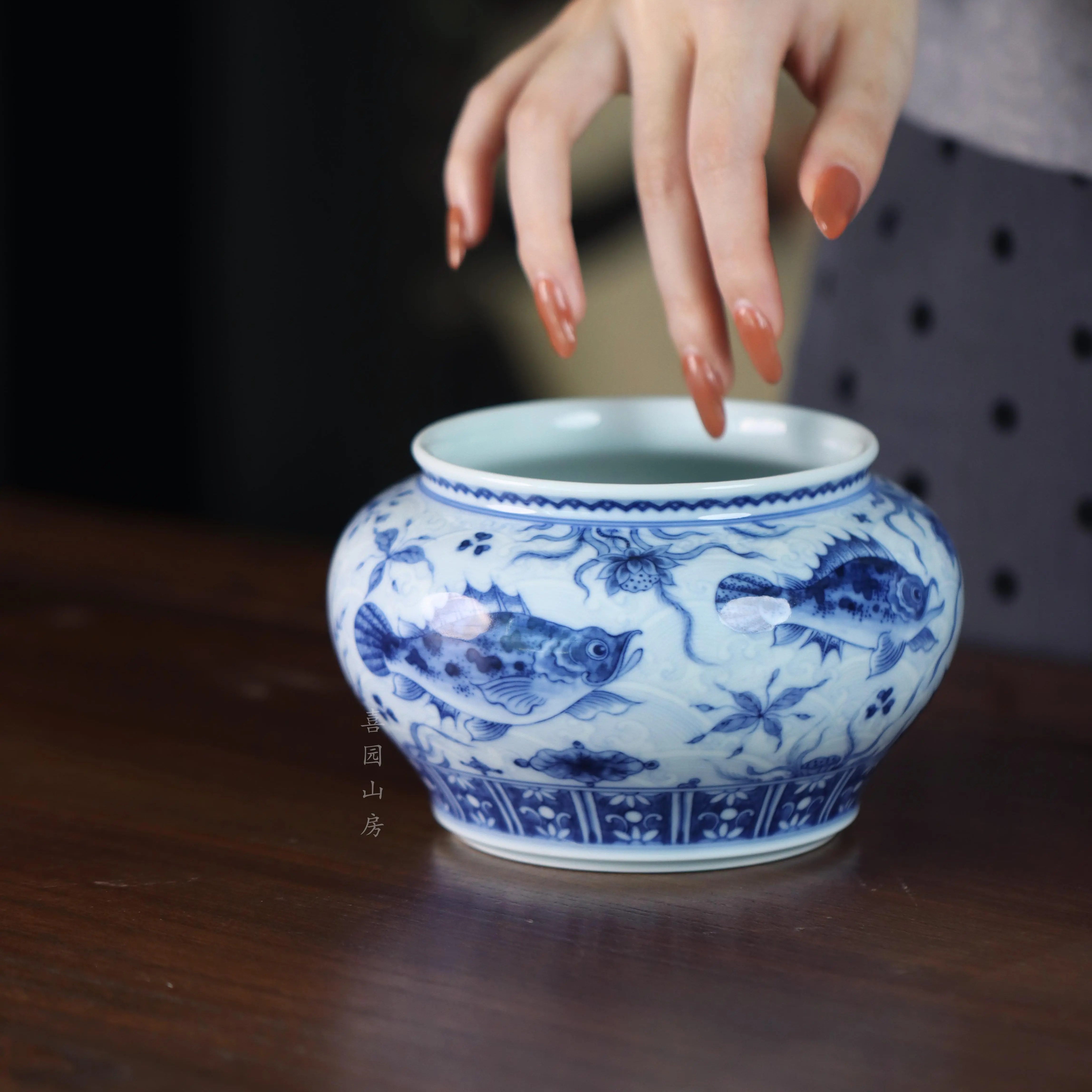 望月怀古 淡海水鱼藻纹满绘水洗750cc 重工稀缺 景德镇名窑口,淘宝优惠券,粉丝福利购,淘宝优惠卷