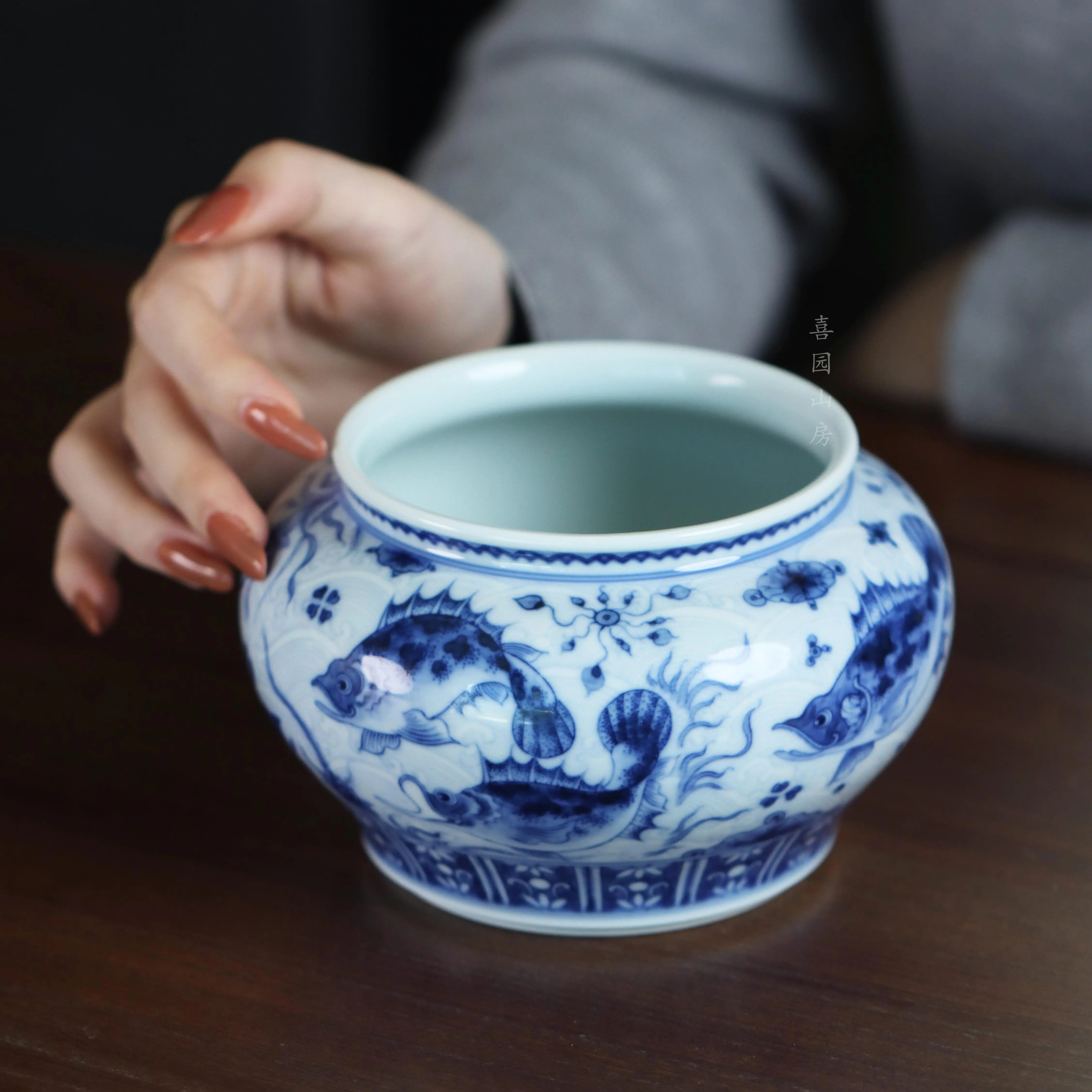望月怀古 淡海水鱼藻纹满绘水洗750cc 重工稀缺 景德镇名窑口,淘宝优惠券,粉丝福利购,淘宝优惠卷