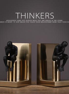 厂家简约现代书房古铜色金属摆件立书靠创意摆件家居摆设人物书挡