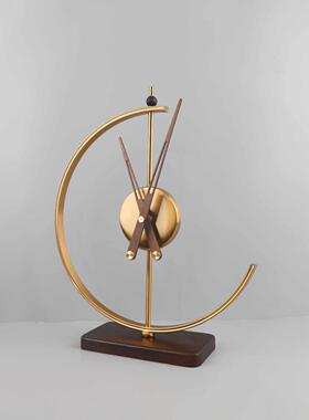 欧式轻奢高级感台钟时钟桌面摆件客厅玄关酒店电视柜软装家居饰品