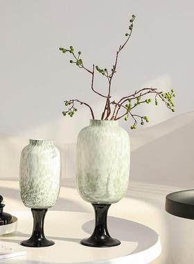 中古风花瓶高级白瓷彩点纹肌理高脚艺术花器纯手工玻璃琉璃软装饰