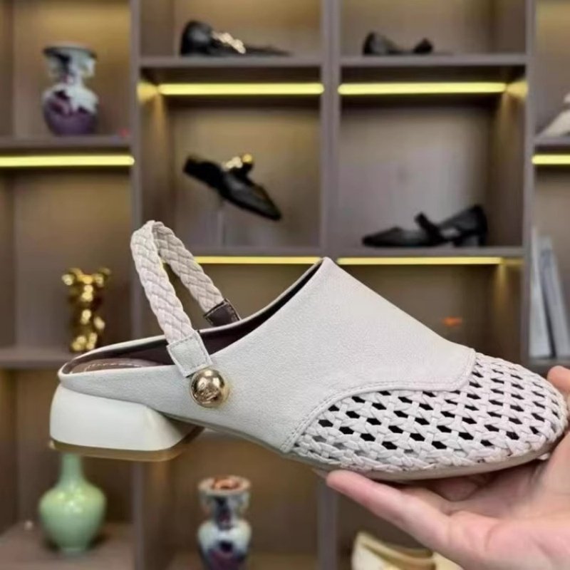 品牌鞋真皮编织凉拖鞋女夏外穿配裙子软底露趾凉鞋粗跟平底一字拖,淘宝优惠券,粉丝福利购,淘宝优惠卷