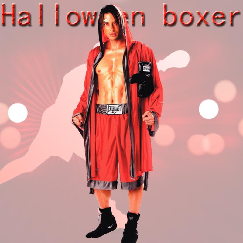 男款万圣节拳击手拳王服装红色格斗拳击散打运动员比赛角色扮演服 - 图0