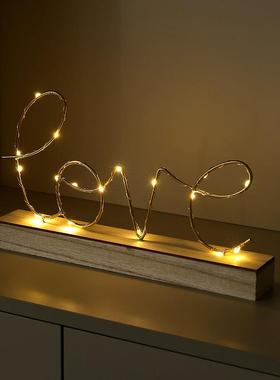 简约创意发光LOVE字母摆件家居书房卧室桌面装饰品LED夜灯摆件礼
