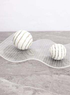 现代创意透明亚克力果盘收纳摆件样板房客厅茶几家居桌面软装饰品