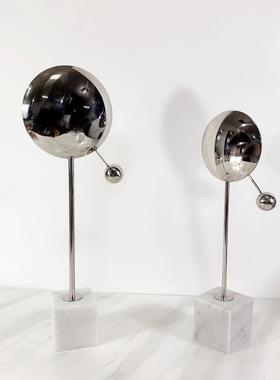 现代简约不锈钢镜面几何摆件样板间客厅售楼中心玄关桌面装饰品
