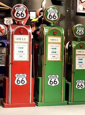 复古工业风加油机模型铁艺装饰摆件酒吧咖啡餐厅店铺创意橱窗道具