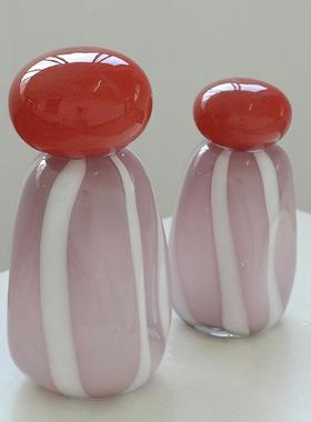 轻奢风创意吹制带盖不规则玻璃花瓶摆件软装设计师家居软装花器