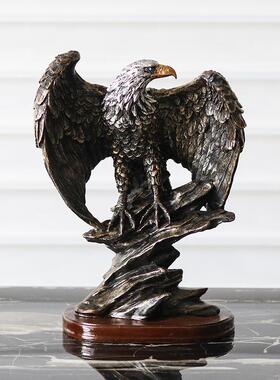 仿真雄鹰老鹰摆件轻奢酒柜家居书房桌面办公室大鹏展翅美式装饰品