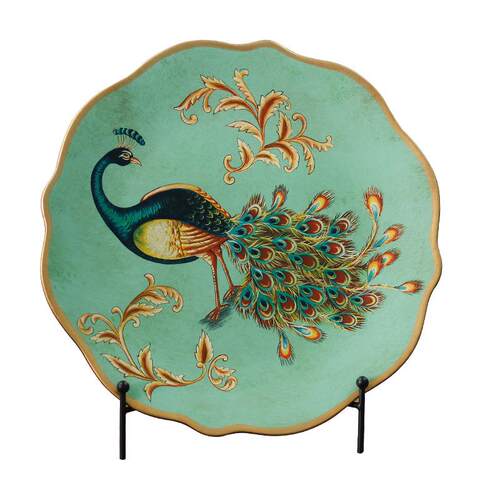 复古美式陶瓷摆盘装饰品客厅摆件玄关看盘家居软装工艺品孔雀盘子 - 图3