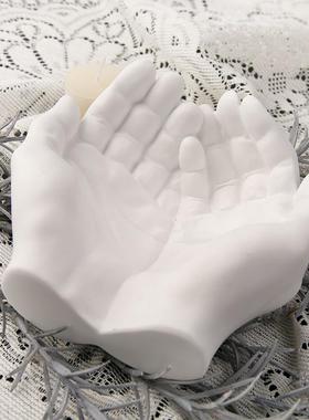 石膏烟灰缸创意家饰桌面花盆摆件首饰托盘手模托盘形状树脂工艺品