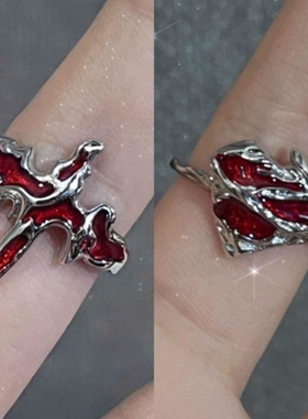 欧美朋克亚比风十字架蝴蝶戒指女亚文化甜酷辣妹中性风y2k食指环