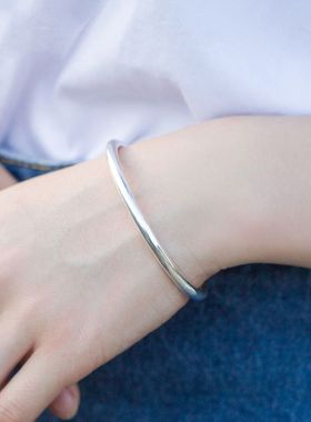 古法传承手镯女手工光面实心闭口简约ins冷淡风