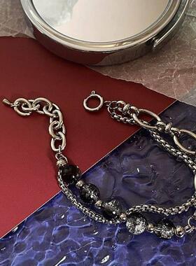 钛钢情侣手链男女潮嘻哈双