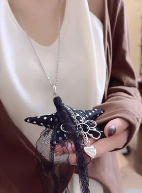 甜酷风波点五角星花朵爱心长款项链女创意设计日常百搭甜美毛衣链