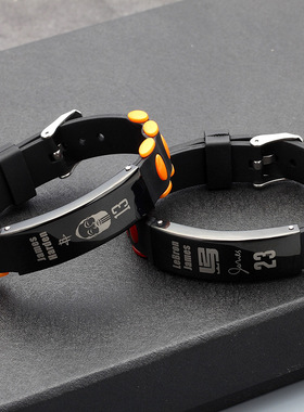 篮球运动员手环nba球星乔丹勒布朗詹姆斯腕带不锈钢 科比手链