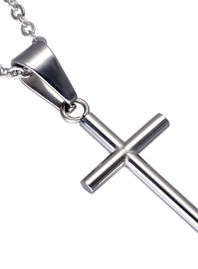 不锈钢光面十字架吊坠跨境货源钛钢吊坠项链不掉色义乌饰品