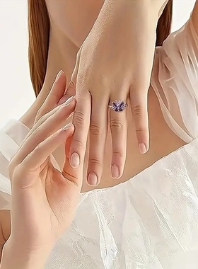 亚马逊欧美跨境新款设计感夏季方晶锆石戒指  诞生石家庭戒指女士