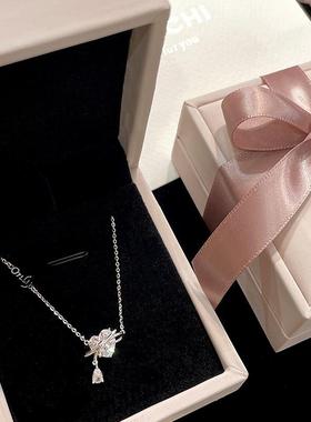 999足银爱心项链轻奢小众女款2024新款爆款 高级感纯银生日礼物