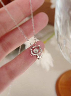 999足银可爱猫咪项链女